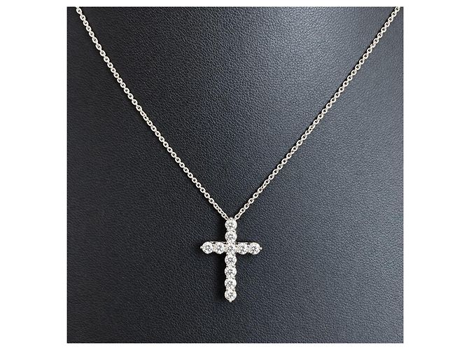 Collana Tiffany & Co. Platino e Diamanti a Croce - vista 2