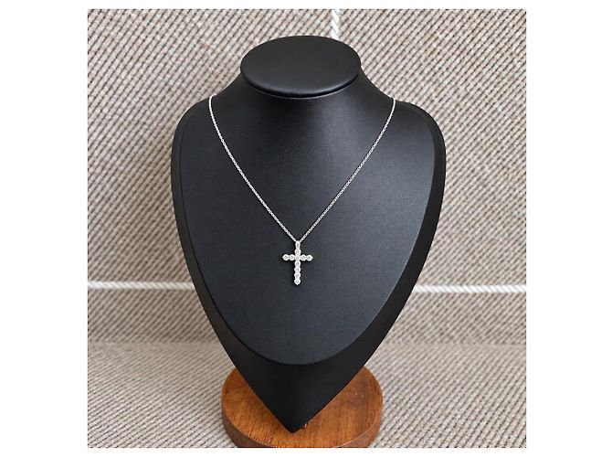 Collana Tiffany & Co. Platino e Diamanti a Croce - vista 4