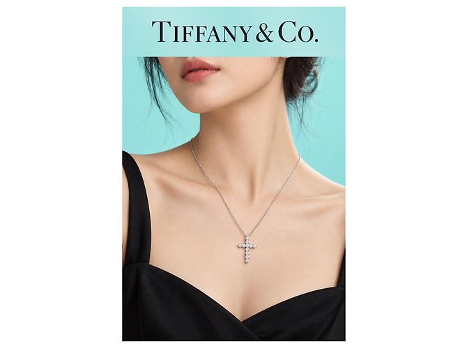 Collana Tiffany & Co. Platino e Diamanti a Croce - vista 5