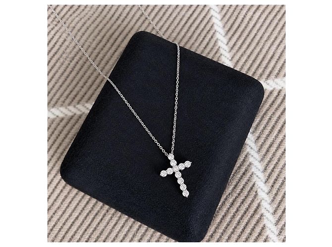 Collana Tiffany & Co. Platino e Diamanti a Croce - vista 6