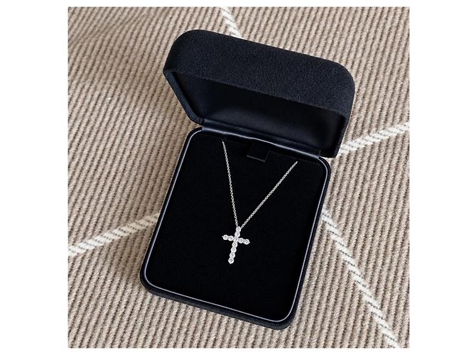 Collana Tiffany & Co. Platino e Diamanti a Croce - vista 7