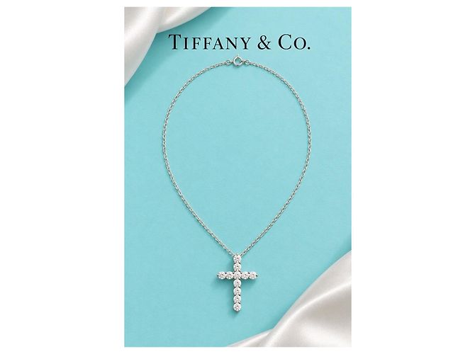 Collana Tiffany & Co. Platino e Diamanti a Croce - vista 8