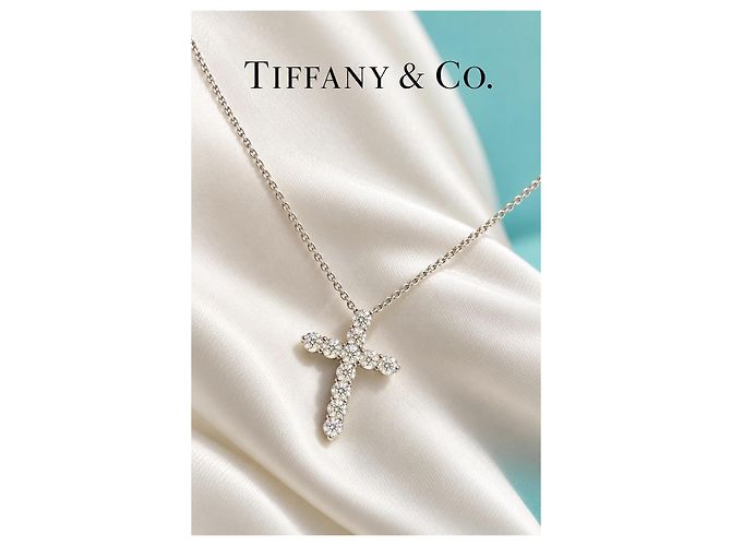 Collana Tiffany & Co. Platino e Diamanti a Croce - vista 9