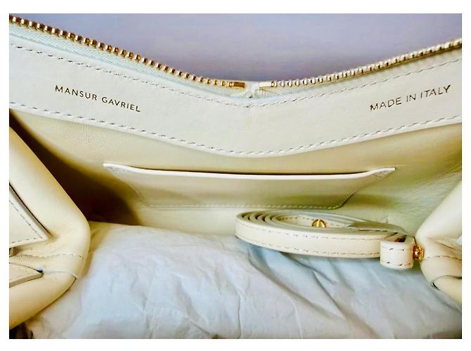 Bolsa de mão Mansur Gavriel em couro creme - vista 7