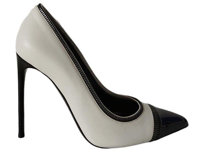 Tom Ford Décolleté in Pelle e Vernice Nero e Bianco - vista 2
