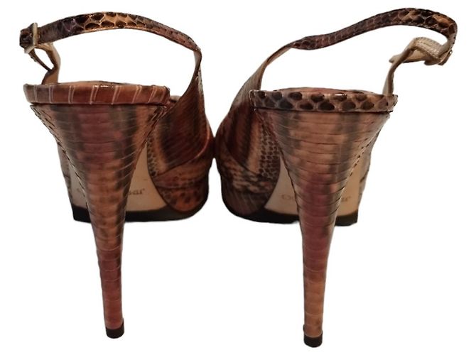 Scarpins Peep-Toe Jimmy Choo em Python Rosa Natural - vista 7