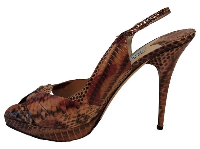 Scarpins Peep-Toe Jimmy Choo em Python Rosa Natural - vista 8