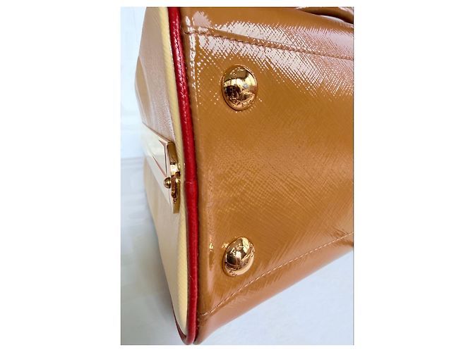Prada Pyramid Saffiano Vernic Caramel+Bian Handtasche - Ansicht 10