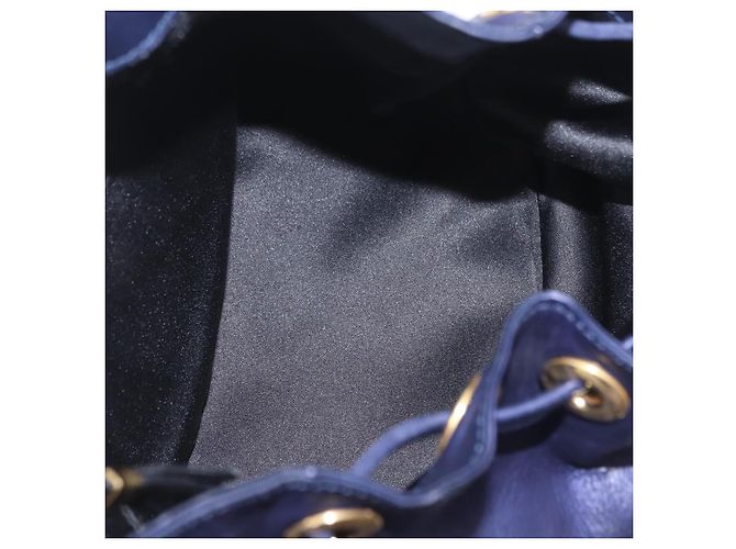 LOEWE Bolsa de mão com corrente em couro azul marinho e dourado Auth 207974 - Jerrillo - vista 12