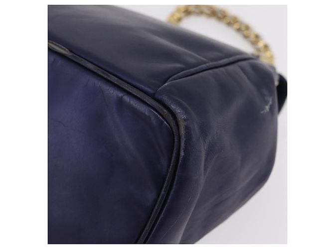 LOEWE Bolsa de mão com corrente em couro azul marinho e dourado Auth 207974 - Jerrillo - vista 17