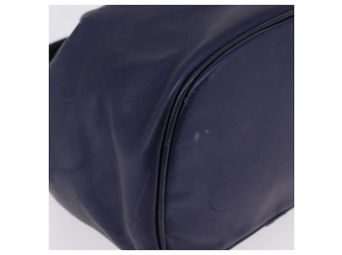 LOEWE Bolsa de mão com corrente em couro azul marinho e dourado Auth 207974 - Jerrillo - vista 9