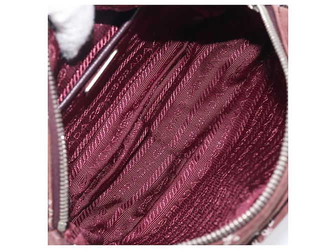 PRADA Sac à épaule à chaîne Canvas Marron Argent Auth 209497A - Jerrillo - vue 11