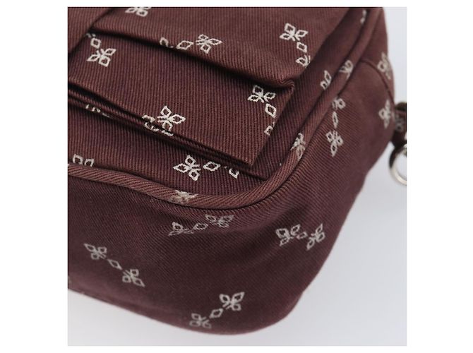 PRADA Sac à épaule à chaîne Canvas Marron Argent Auth 209497A - Jerrillo - vue 15