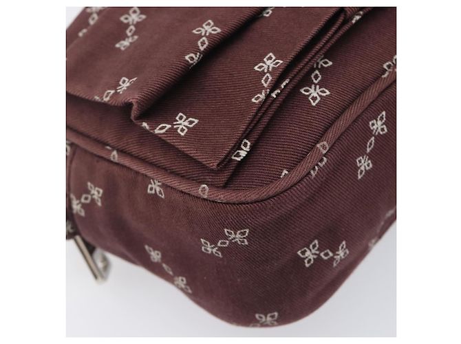 PRADA Sac à épaule à chaîne Canvas Marron Argent Auth 209497A - Jerrillo - vue 16