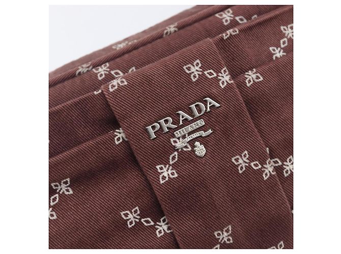 PRADA Sac à épaule à chaîne Canvas Marron Argent Auth 209497A - Jerrillo - vue 19