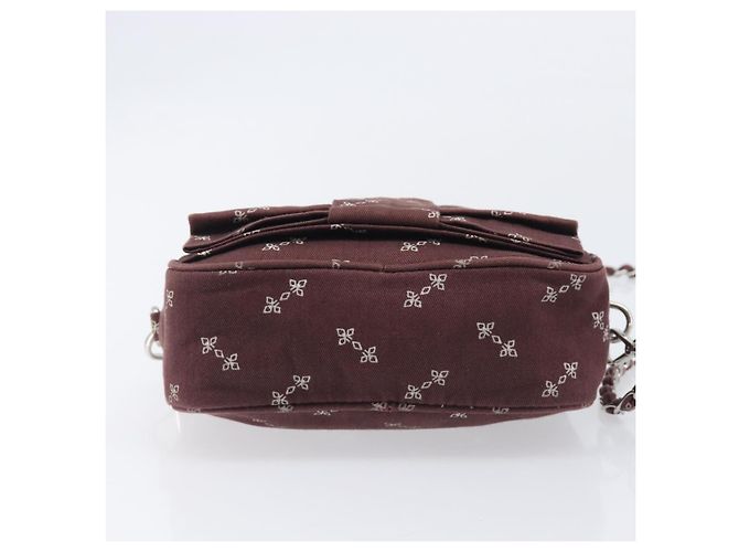 PRADA Sac à épaule à chaîne Canvas Marron Argent Auth 209497A - Jerrillo - vue 5