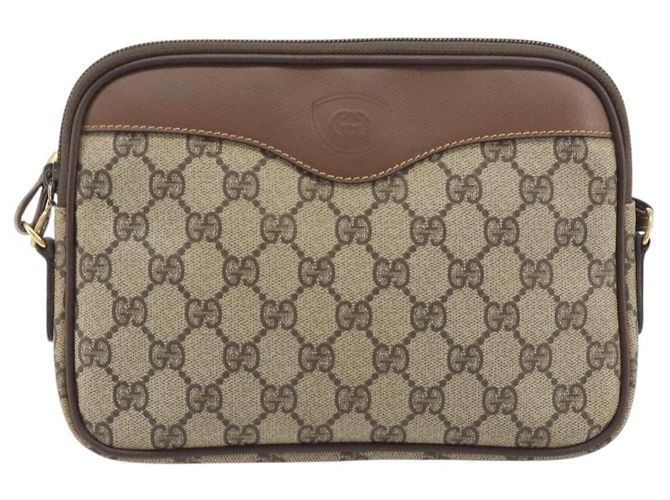 GUCCI Sac à épaule GG Supreme PVC Beige Or Auth 211882 - Jerrillo - vue 2