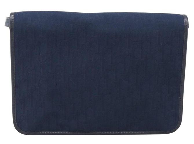 Christian Dior Trotter Canvas Shoulder Bag Navy Gold Tone Auth 211012 - Jerrillo - vista 3
