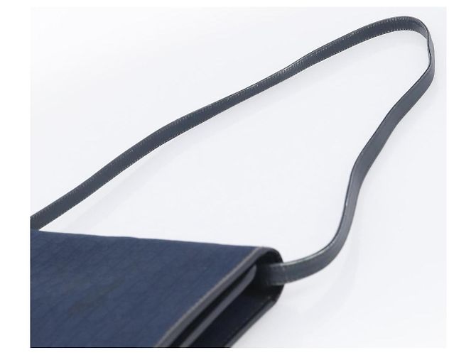 Christian Dior Trotter Canvas Shoulder Bag Navy Gold Tone Auth 211012 - Jerrillo - vista 8