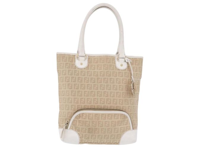 FENDI Zucchino Canvas Hand Bag Beige Gold Auth BA16701 - Jerrillo - vista 13