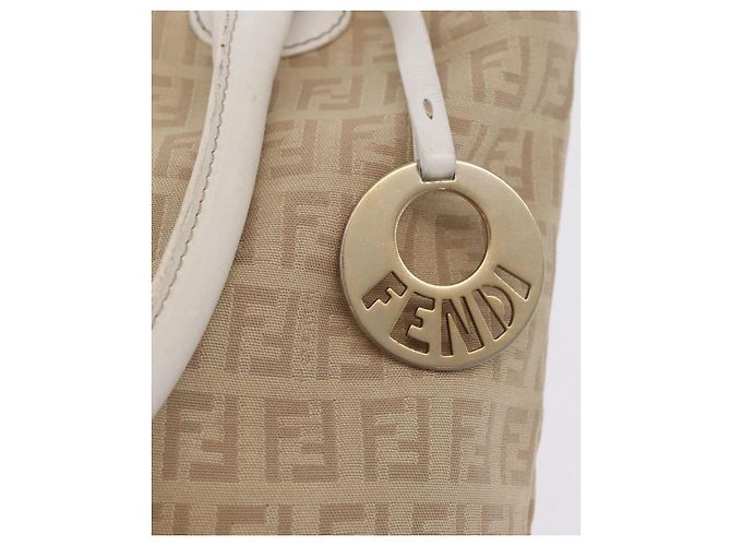 FENDI Zucchino Canvas Hand Bag Beige Gold Auth BA16701 - Jerrillo - vista 19