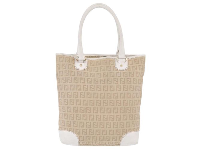 FENDI Zucchino Canvas Hand Bag Beige Gold Auth BA16701 - Jerrillo - vista 2