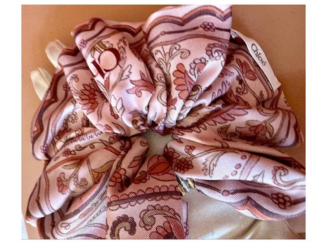 Chloé Silk Maxi Scrunchie Chloé Paisley Pink Multicolore/ Maeva Paisley printed silk Scrunchie - view 7