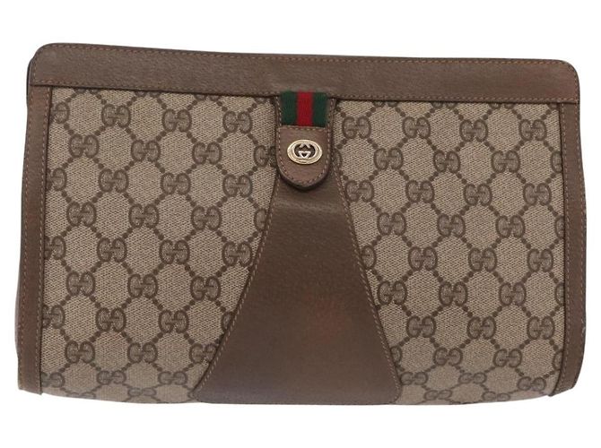 Borsa a Pochette Gucci GG Supreme Web Sherry Line Beige - vista 2