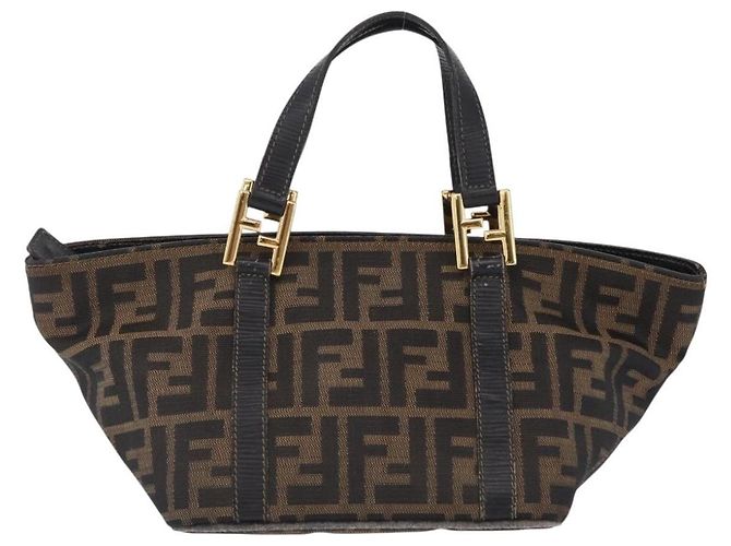 Fendi Borsa a mano Zucca in tela Nero e Marrone - vista 13