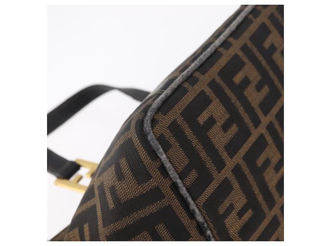 Fendi Borsa a mano Zucca in tela Nero e Marrone - vista 16