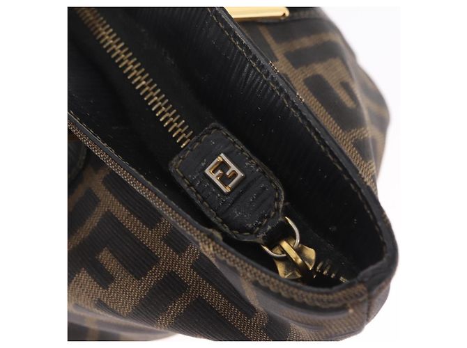 Fendi Borsa a mano Zucca in tela Nero e Marrone - vista 18