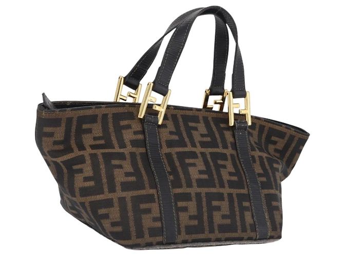 Fendi Borsa a mano Zucca in tela Nero e Marrone - vista 2