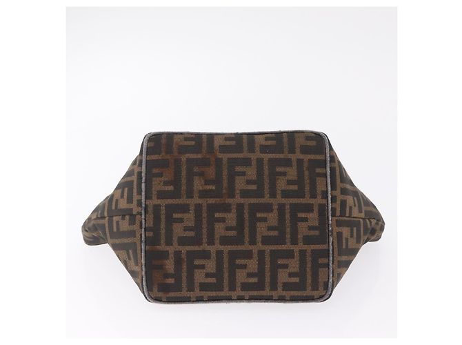 Fendi Borsa a mano Zucca in tela Nero e Marrone - vista 5
