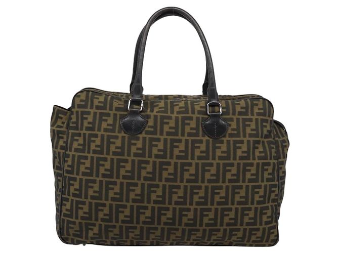 Fendi Zucca Canvas Nylon Tote Bag Nero Marrone - vista 13