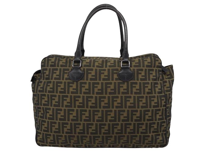 Fendi Zucca Canvas Nylon Tote Bag Nero Marrone - vista 2