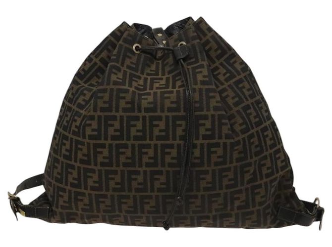 Fendi Zucca Canvas Rucksack Braun Schwarz - Ansicht 13