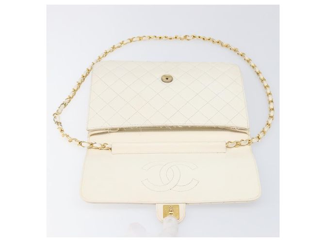 Chanel Matelassé Lammleder Schultertasche - Weiß Gold - Ansicht 10