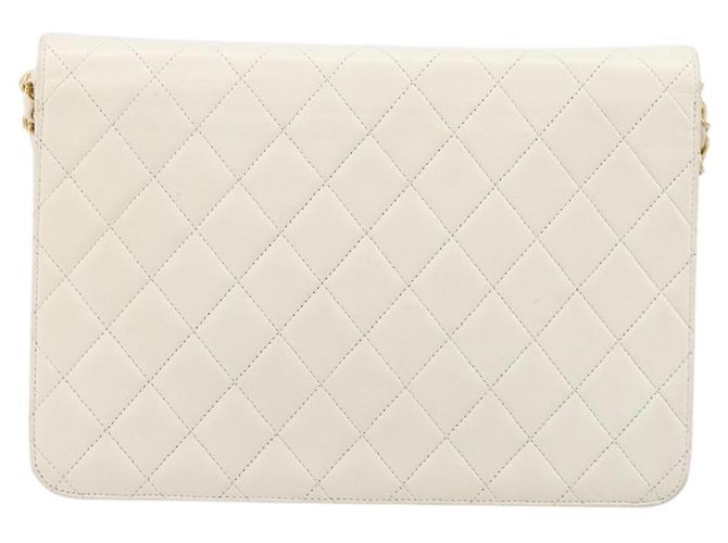 Chanel Matelassé Lammleder Schultertasche - Weiß Gold - Ansicht 2