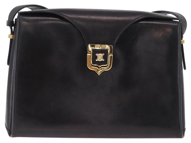 Céline Vintage Schultertasche Schwarz Leder - Ansicht 13