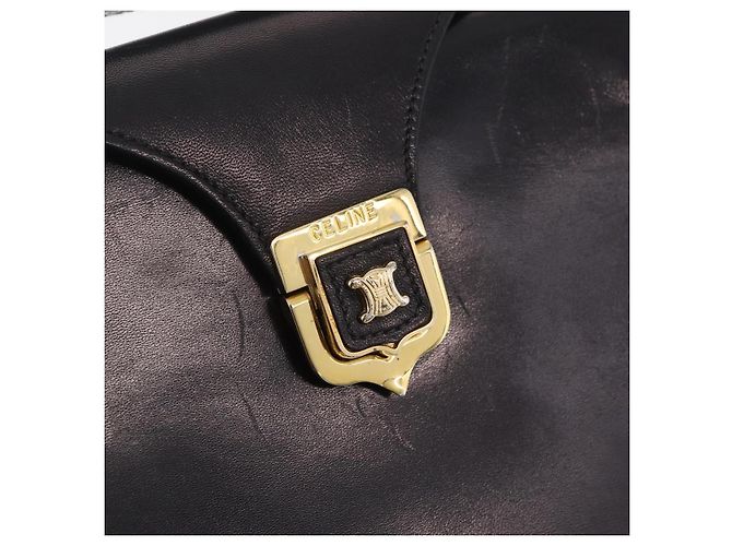 Céline Vintage Schultertasche Schwarz Leder - Ansicht 20