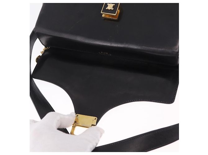 Céline Vintage Schultertasche Schwarz Leder - Ansicht 9