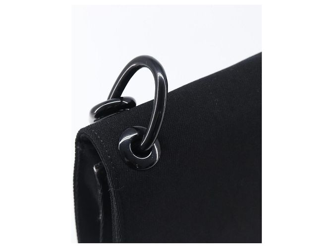 Prada Baumwolle Schultertasche Schwarz Kunststoffkette - Ansicht 15
