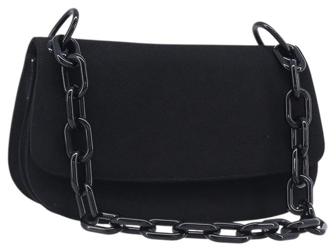 Prada Baumwolle Schultertasche Schwarz Kunststoffkette - Ansicht 2
