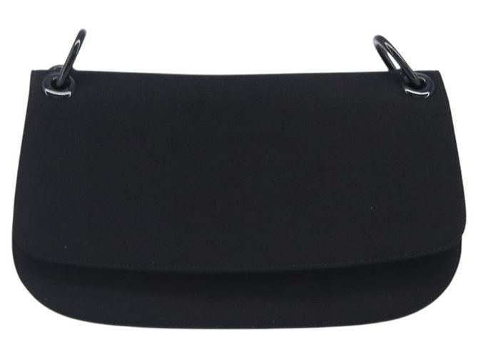 Prada Baumwolle Schultertasche Schwarz Kunststoffkette - Ansicht 3