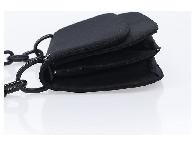 Prada Baumwolle Schultertasche Schwarz Kunststoffkette - Ansicht 5