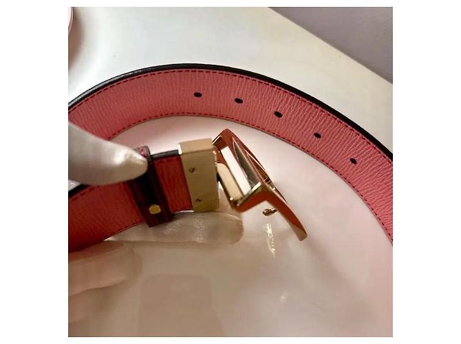 Cinto Fendi FF reversível em couro castanho e rosa - vista 6