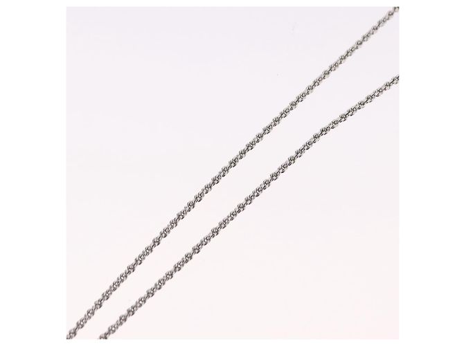 Collana Christian Dior Logo Cerchio Corda Metallo Argento - vista 11