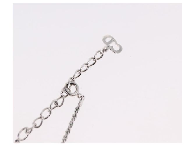 Collana Christian Dior Logo Cerchio Corda Metallo Argento - vista 13