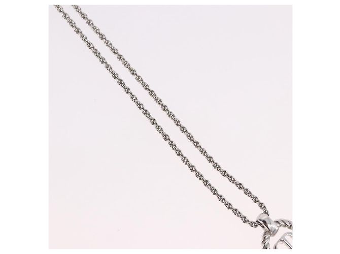 Collana Christian Dior Logo Cerchio Corda Metallo Argento - vista 4