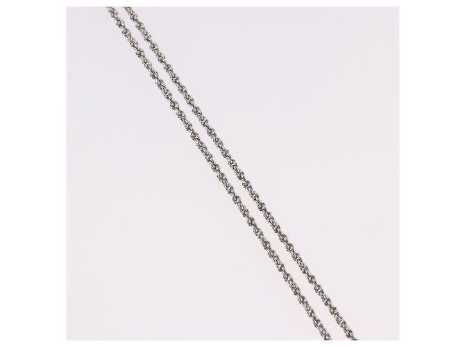 Collana Christian Dior Logo Cerchio Corda Metallo Argento - vista 5
